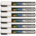 1/4" Chisel Tip Neon Liquid Chalk Marker - White 6 Pack